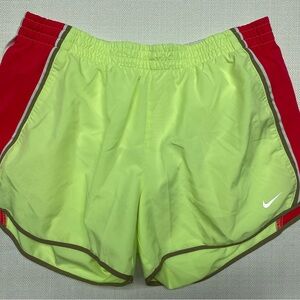 Nike Shorts Woman's Medium Dri Fit Lime Green Coral Pink Running Active Workout
